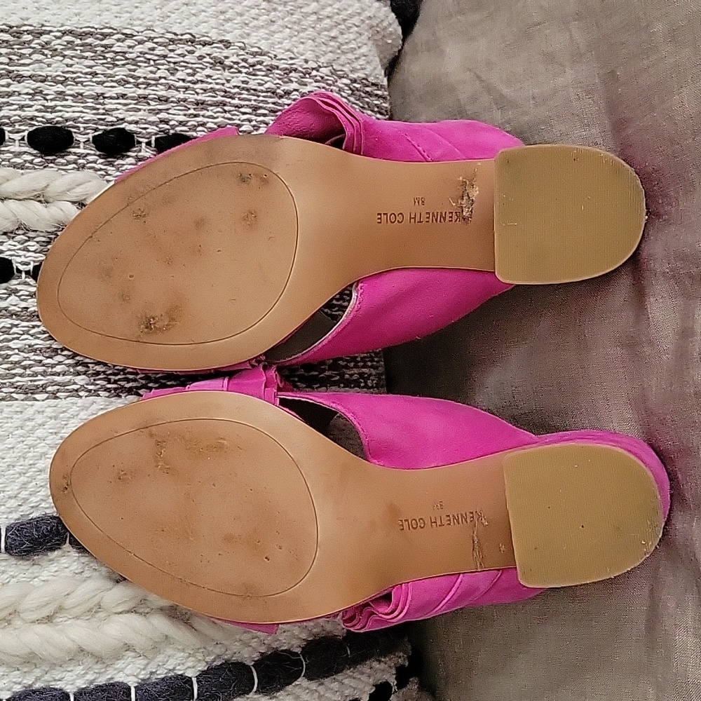 Kenneth Cole New York Laken Ruffle Strap Slide Hot Pink, Block Heel Sandal 8 M - Picture 4 of 10